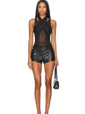 superdown Black Faux Leather High Waist Shorts